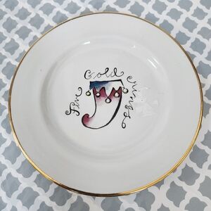 Rosanna Five Gold Rings White Salad Plate with Gold Rim